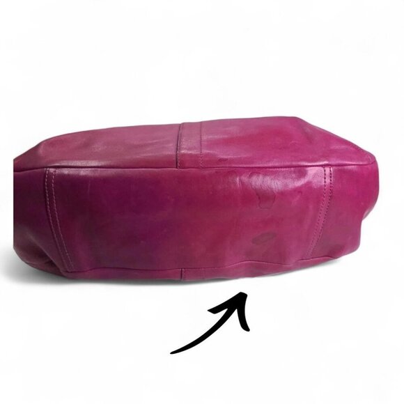 COACH Ergo Pleated Leather Kisslock Satchel hot pink/maroon - Picture 4 of 13